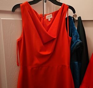 Milly Orange Cowl-Neck Midi Dress